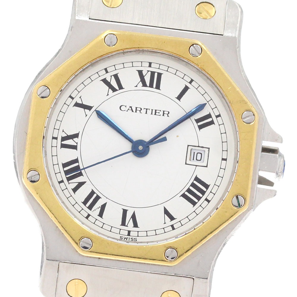 訳あり カルティエ CARTIER サントスオクタゴンLM YGベゼル 自動巻き メンズ _870085【中古】