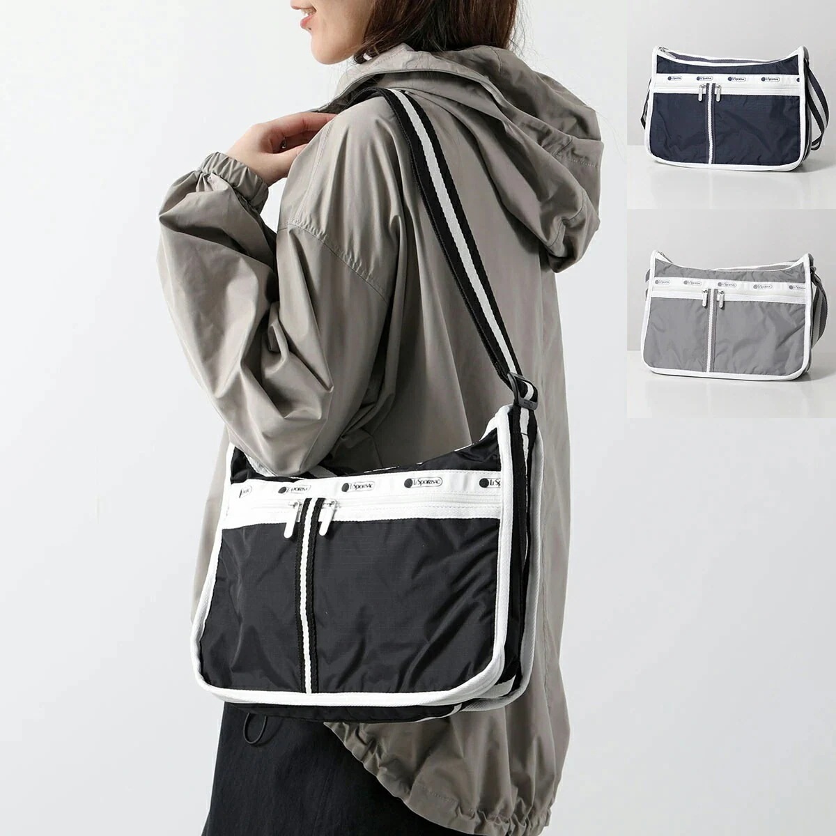 LeSportsac レスポートサック ショルダーバッグ DELUXE EVERYDAY BAG 7507 レディース ナイロン ライン 鞄 カラー3色