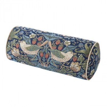 川島織物セルコン モリスデザインスタジオ いちご泥棒 ボルスター型クッション 40×18Rcm LL1710 ブルー