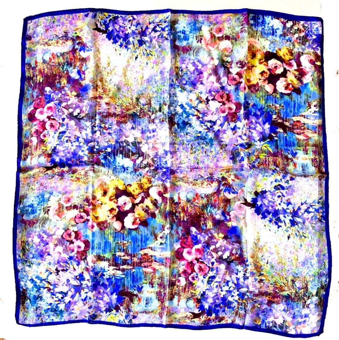 [G.Barsanti&Figli] シルク スカーフ 大判 90 正方形 シルク100% イタリア製 コモ 高級 バルサンティ モネバイオレット