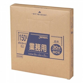 ジャパックス 大型ポリ袋150L ダストカート（L） 透明 30枚x4箱 DKB98