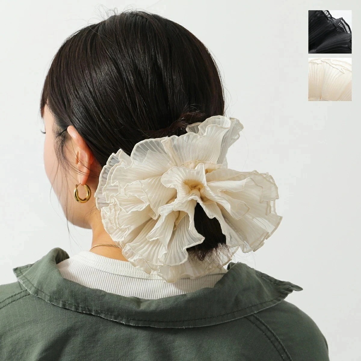 GOOD SQUISH グッド スクイッシュ シュシュ B-E-A-UTIFUL COLLECTION レディース フリル サテン ヘアゴム ヘアアクセサリー カラー2色