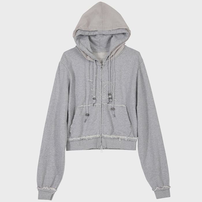 【FLAREUP】 LAYERED ZIP HOODIE : GRAY