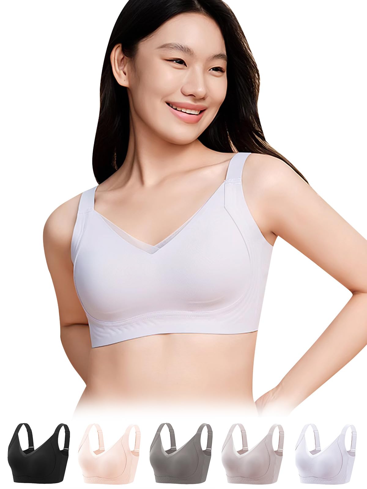 [veimia] 胸が小さく見せるブラ 小さく見せるブラ【クロスメッシュネックデザイン】ゼリーサポート揺れ軽減見痩せホールド力 ブラジャー 垂れ防止補正ブラ 胸を小さく見せるブラ 脇高 ノーワイ