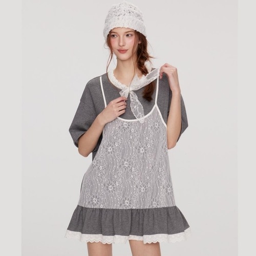 レーススリップレイヤードワンピース