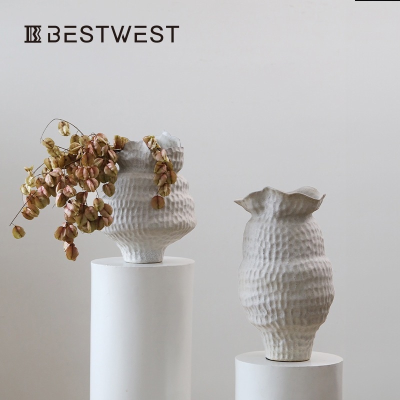 景徳鎮陶磁器花瓶置物高級感復古侘び寂び風乾花生け花陶器缶アイデア