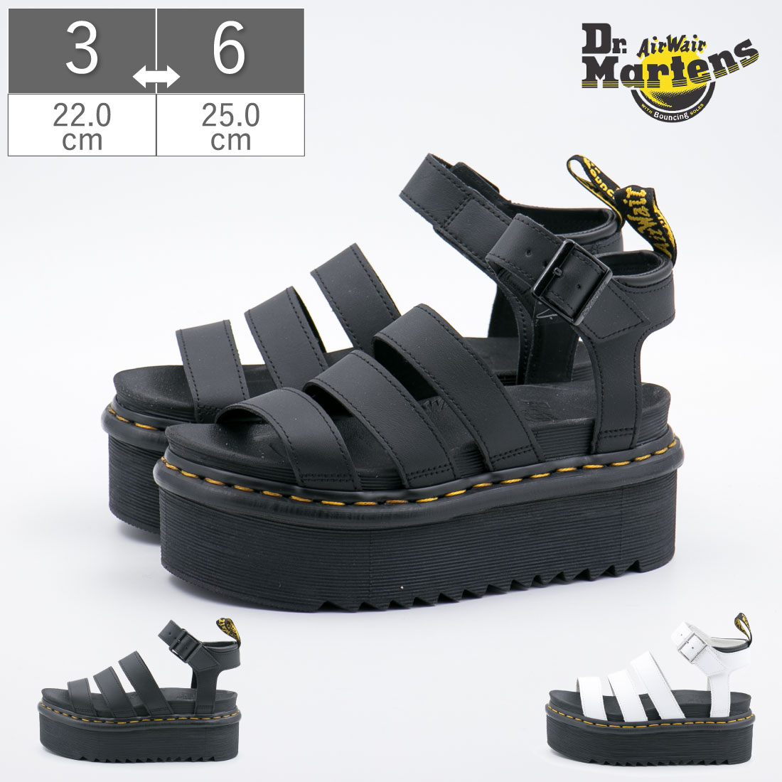 ドクターマーチン Dr.Martens レディース サンダル ブレア クアッド BLAIRE QUAD 27296001 27296100 ブラック ホワイト黒 白 レザー ストラップサ 13,860円