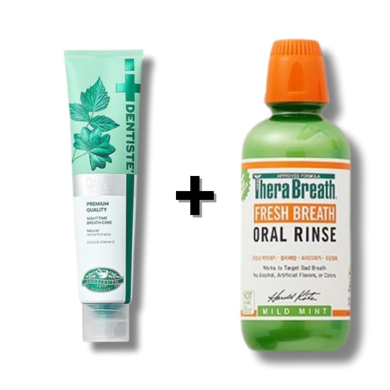 [口腔ケアセット] デンティステ ニュープラス ホワイト 歯磨き粉 200g + テラブレス オラリンス マイルドミント 473ml