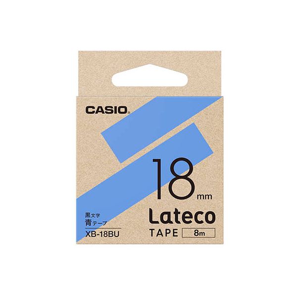 (5個セット) カシオ計算機 Lateco 詰め替え用テープ 18mm 青テープ 黒文字 XB-18BUX5