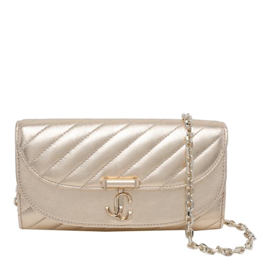 JIMMY CHOO Women Wallet AVN CURVE WALLET CHN RBAGOLD SHINY GOLD Gold