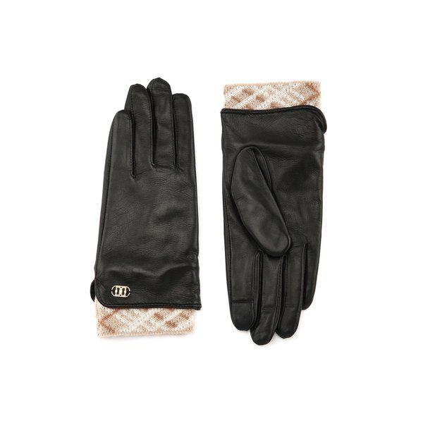 [25FW] ブラック チェック配色 ゴートスキン手袋 DLGV5D102BK