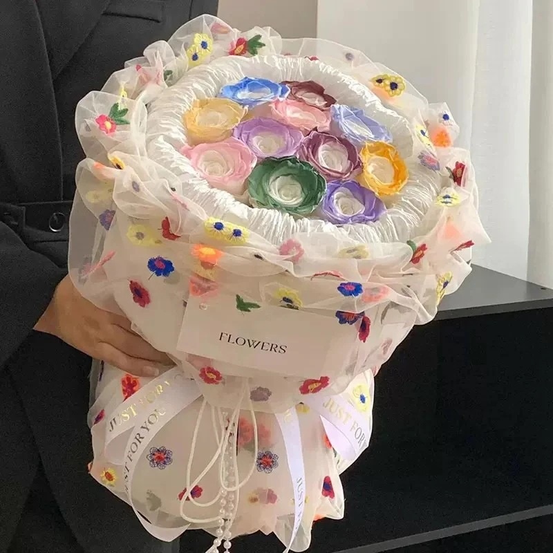 ガールフレンドや親友へのドーパミンローズの不滅の花束ニッチな絶妙な模擬石鹸の花卒業式のギフト