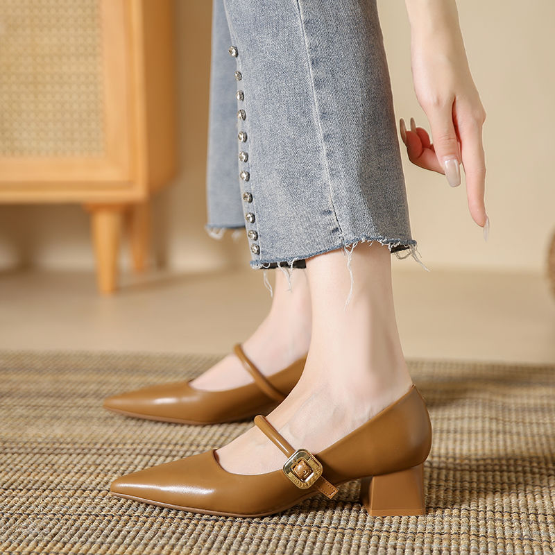 2023春秋先取りフランス風ヒ一ルパンプス スクエア靴太ヒールOL通勤百掛け 母の日 パンプス