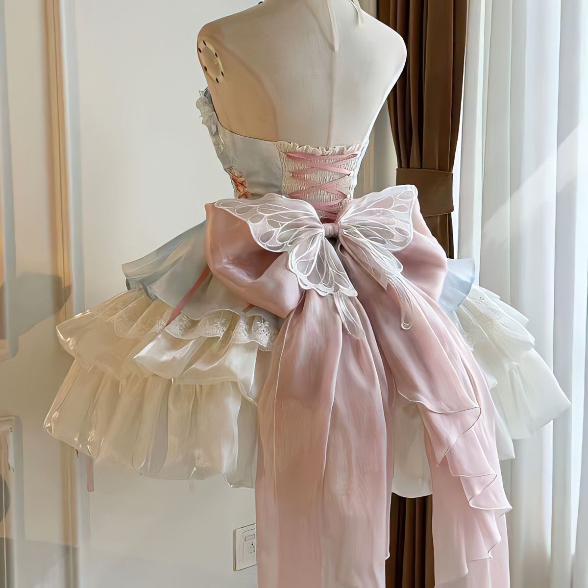 ロリータドレス ロリータ 韓国ファッション キャミワンピース 夏服 ポンポンスカート