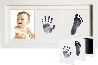 他サイト： ベビーフレーム 手形 足型 手形スタンプ 木製 ベビーフォトフレーム インクパッド付き(ホワイトフレーム, 写真1枚)の商品画像