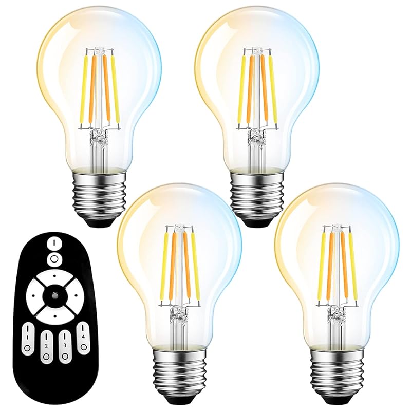 ANWIO LED電球 4個セット フィラメント電球 806LM 6W（60W形相当） E26口金 リモコン付き 無段階調光/調色 led照明 常夜灯 昼光色 昼白色 電球色 広配光タイプ 省エネ（電