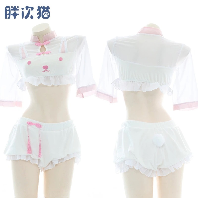 チャイニーズバニーチャイナパジャマセットセクシーぬいぐるみバニークラシック服かわいいネグリジェ期間限定30%