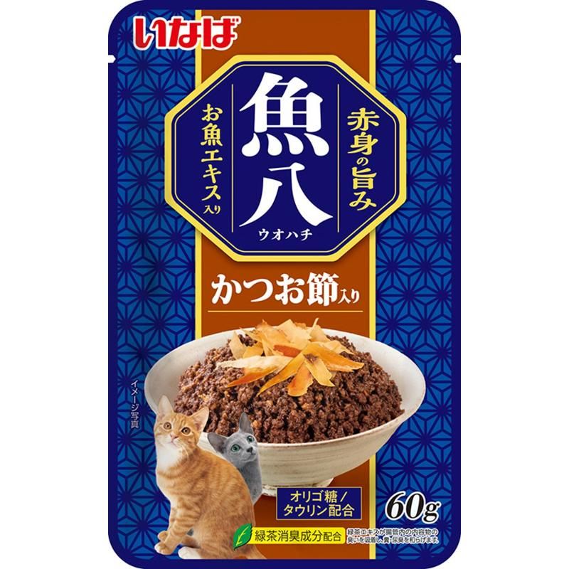 （まとめ買い）いなば 魚八パウチ かつお節入り 60ｇ 猫用フード [x48]