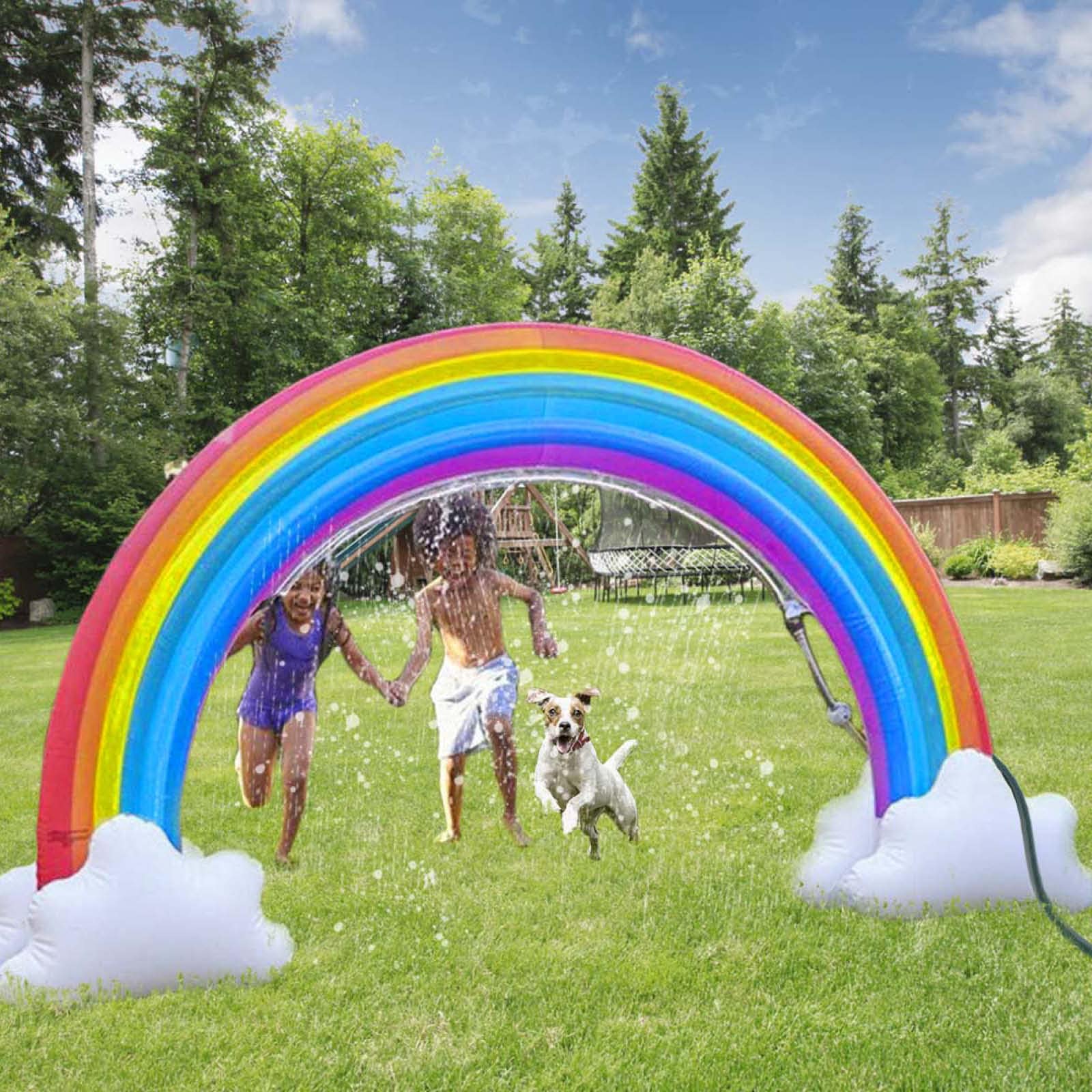 虹 噴水アーチ レインボー スプラッシュ インフレータブル 噴水 水遊び プール 庭 シャワー