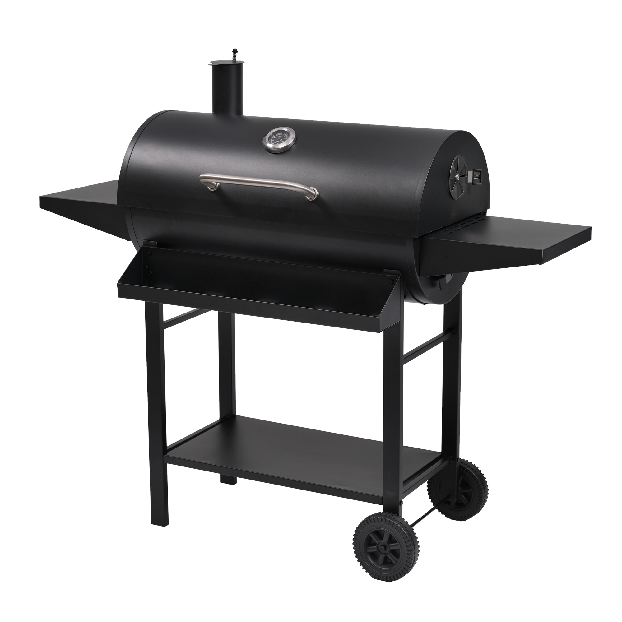 【国内発送】119【レインカバー付き】バーベキューコンロ 焼き網 温度計 サイドテーブル 8-12人用 燻製 温度計で検温可能 BBQコンロ バレル式 バーベキュースタンド BBQスタンド バーベキュ