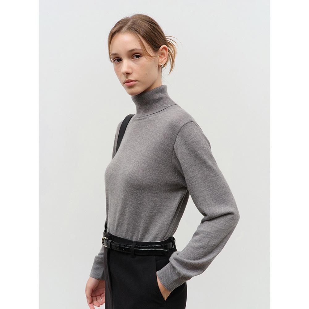 Dunst 女性用エッセンシャルカシミアタートルネックセーターメランジグレー UDSW4D221G2