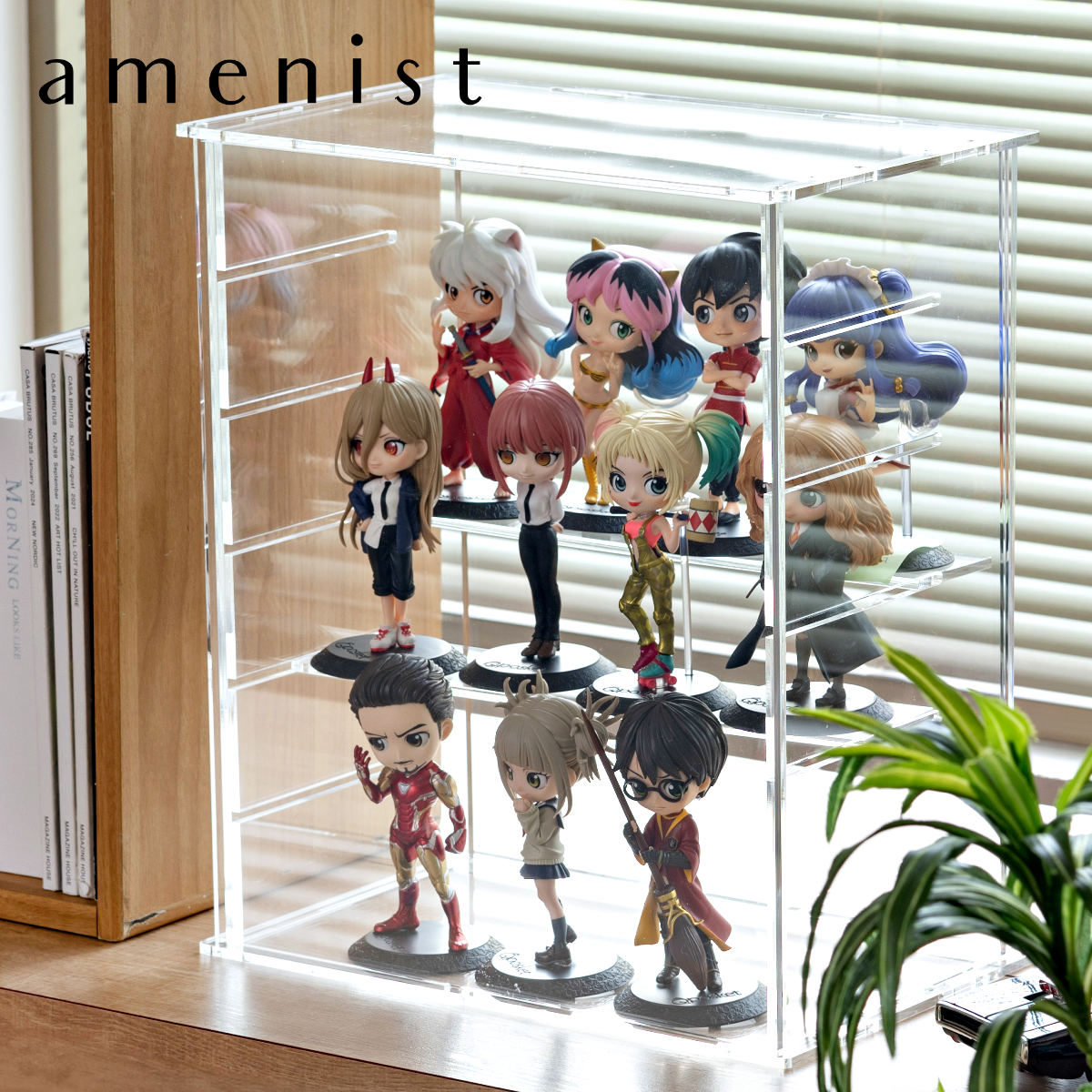 ディスプレイケース Fタイプ amenist 透明 クリア アクリル アメニスト 日本製 コレクションケース おしゃれ 紫外線カット 前面扉 仕切り付き 組立品 仕切り ディスプレイ ケース