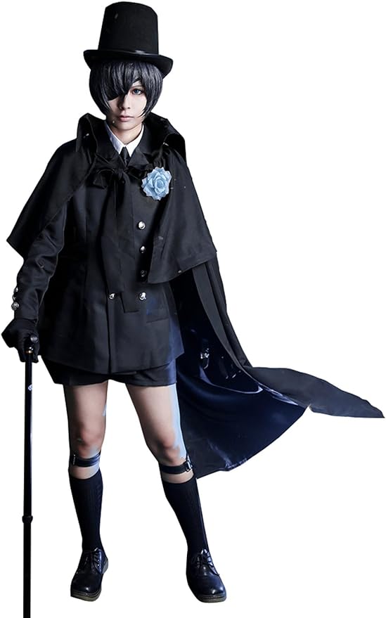 新作入荷コスチュームシエル ファントムハイヴ Ciel Phantomhive コスプレ衣装 黒執事 燕尾服 コスプレ 学園祭 文化祭 仮装 パーティー 帽子アイマスクウィッグ付きコスプレ