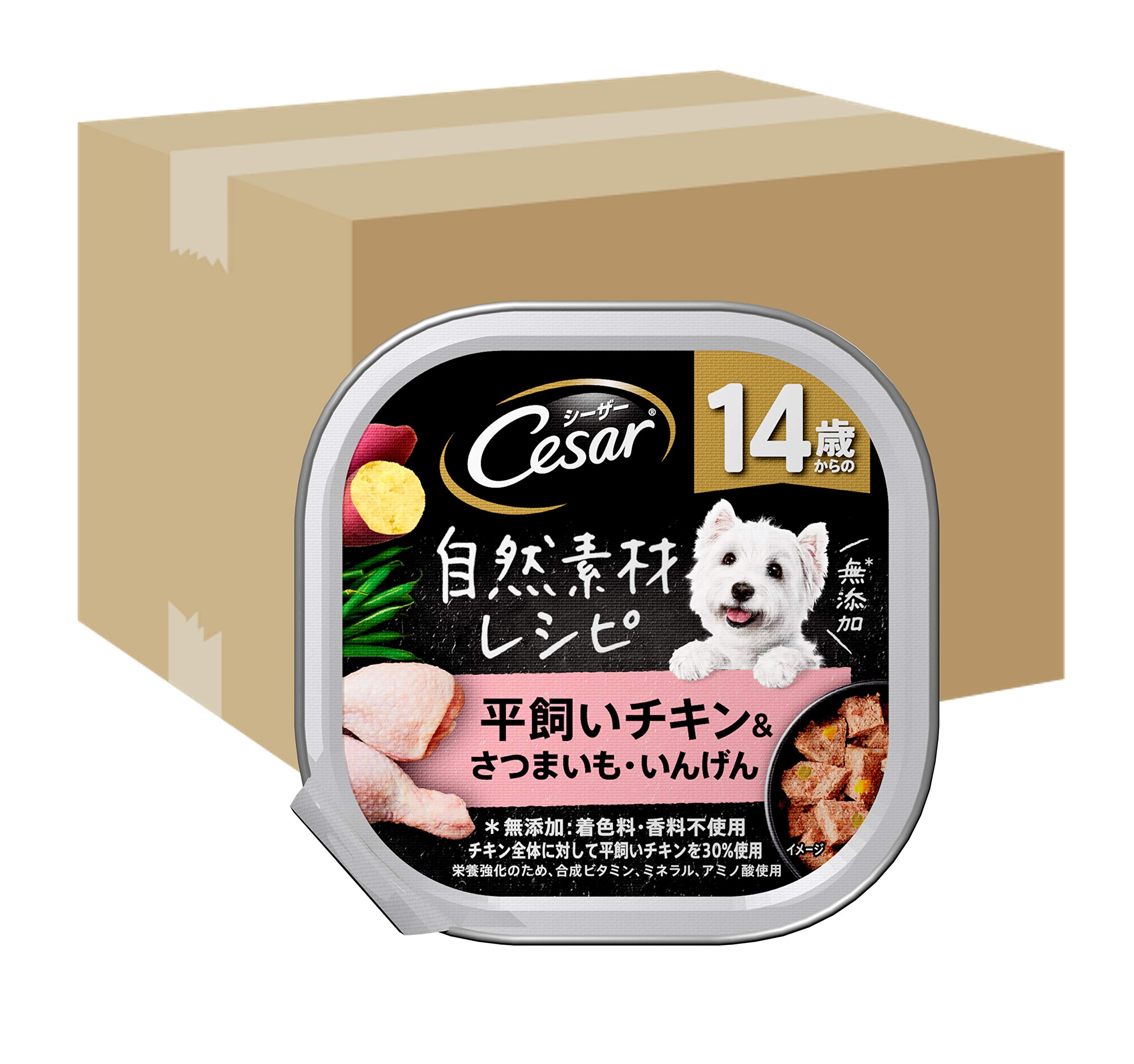 シーザー ドッグフード 自然素材レシピ 14歳からの 平飼いチキン&さつまいも・いんげん 85グラム (x 112) (ケース販売)