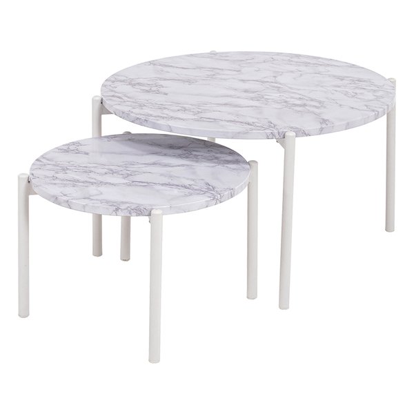 テーブル 大:幅64×高さ34cm小:幅44×高さ27cmマーブルホワイト LT-4666MWH