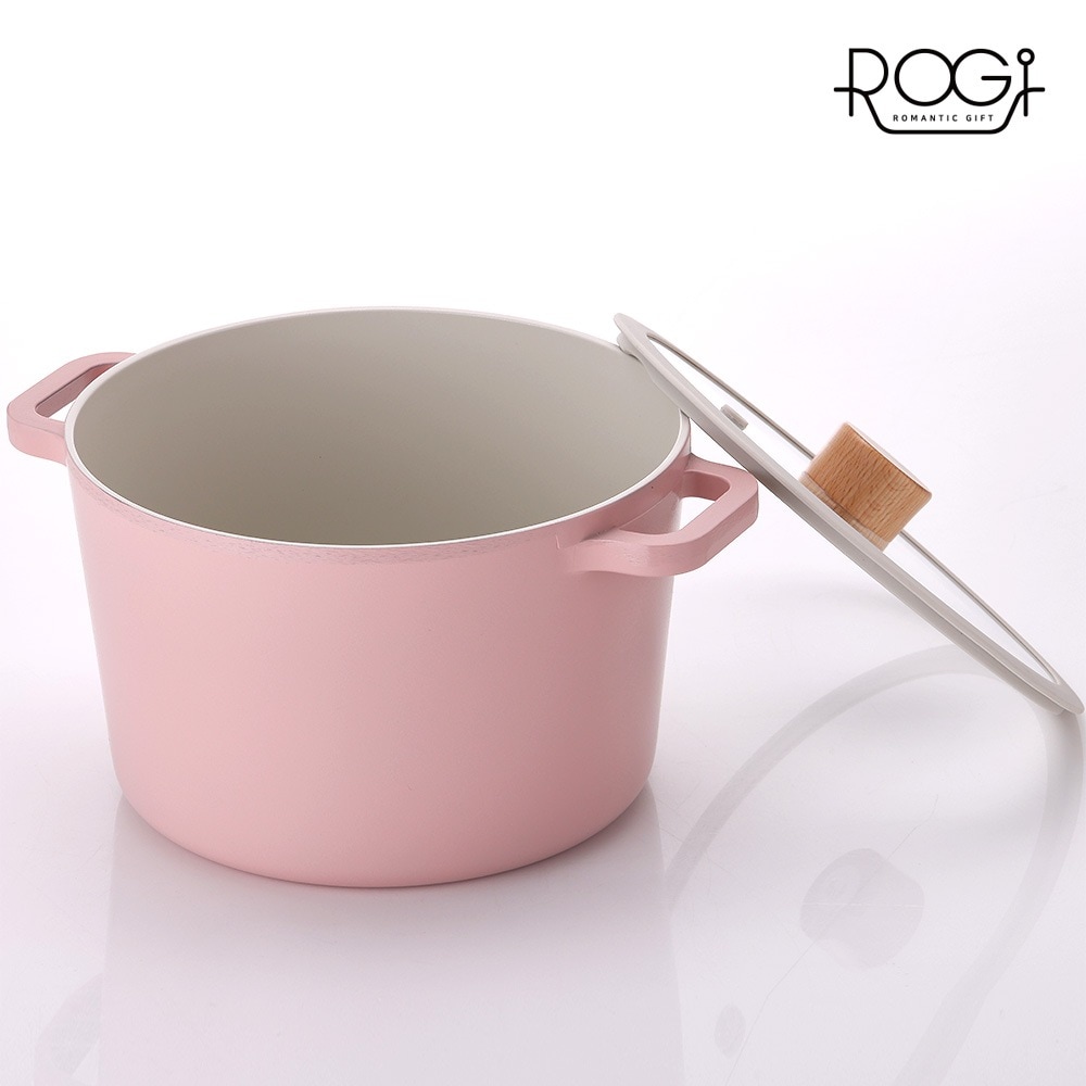 ROGI COLO IH パスタ 大釜22cm_ローシャ(ピンク)+専用フタ付き