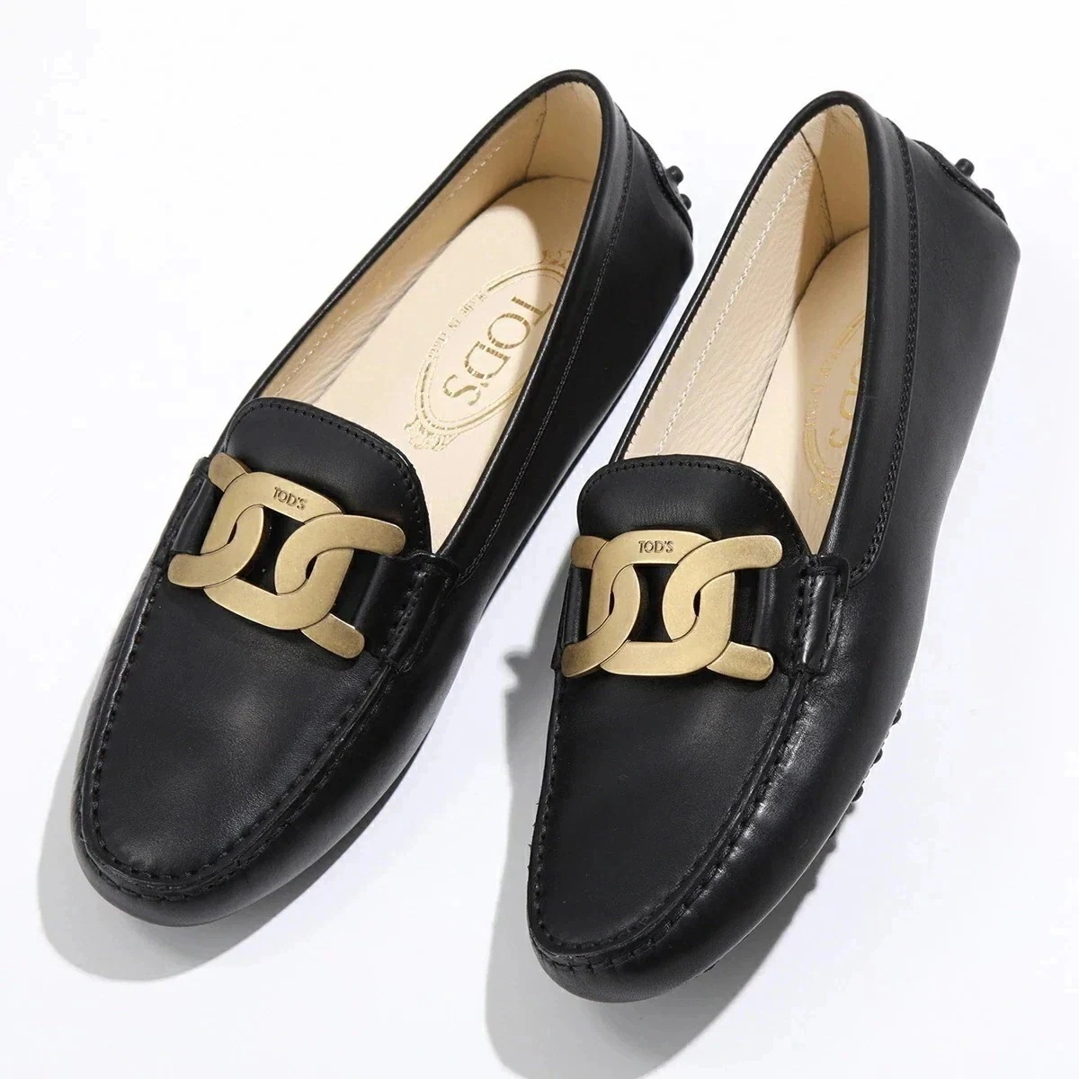 TODS トッズ ドライビングシューズ KATE ケイト XXW00G0DE50NHV レディース ゴンミーニ レザー チェーン 靴 B999/NERO