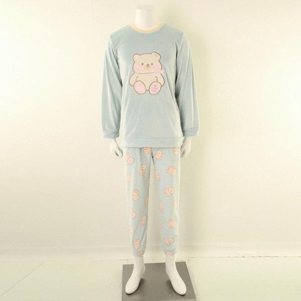 プラス極細糸クマ刺繍メンズホームウェアセットVEP385MSSG