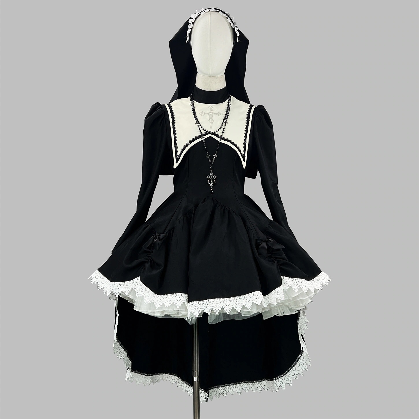 【2025新作】新品ダーク系甘いクール刺繍クロスハロウィン修道女衣装cosコスチューム韓国