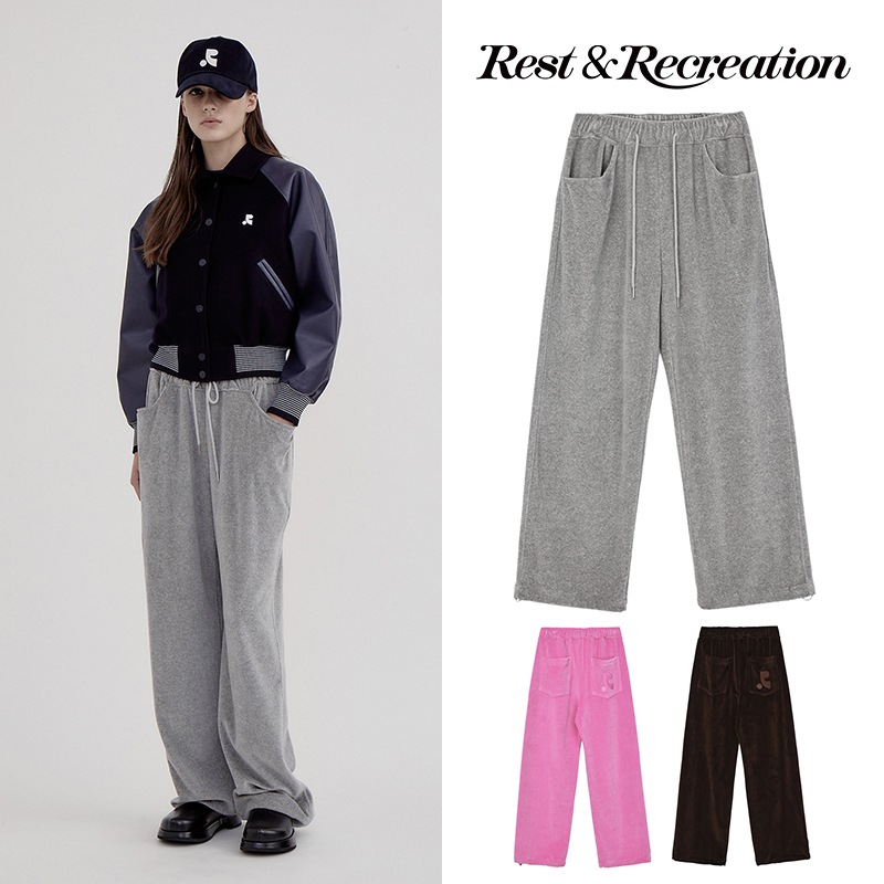 【Rest&Recreation】韓国人気★RR VELVET JOGGER PANTS (S,L) Rest&Recreation】韓国人気☆RR VELVET JOGGER PANTS (S,L