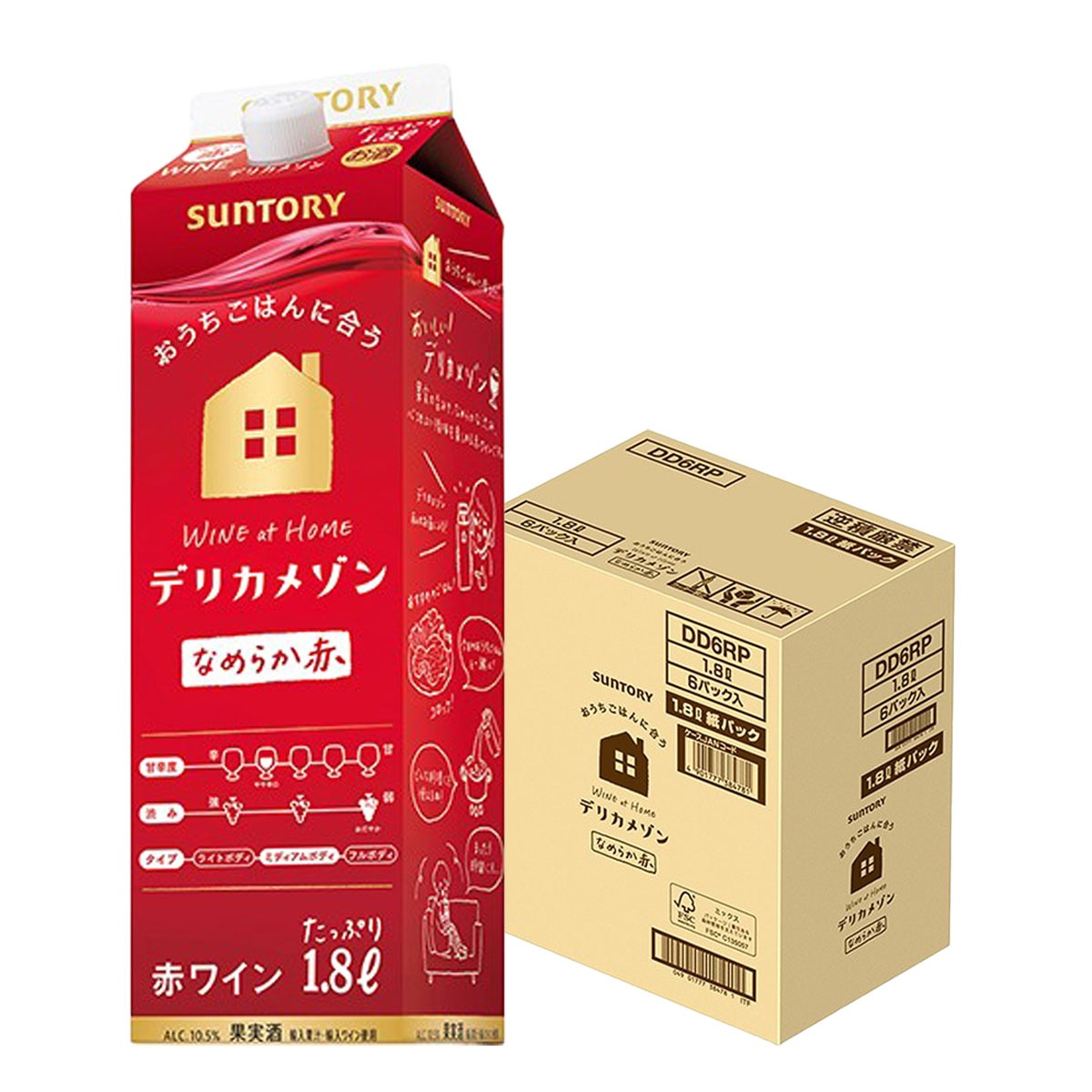 【送料無料】サントリー デリカメゾン 旨み赤 パック 1800ml 1.8L 6本 【北海道沖縄県東北四国九州地方は必ず送料が掛かります】