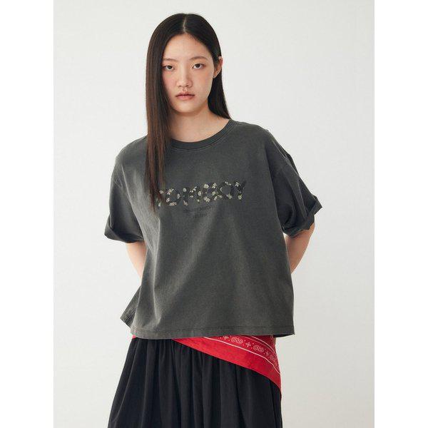 TOMBOY レタリング クロップ 半袖 Tシャツ_ダークグレー 9176322972
