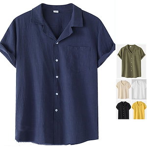 半袖シャツ オープンカラー メンズ ファッション開襟 shirt 夏メンズファッション トップス