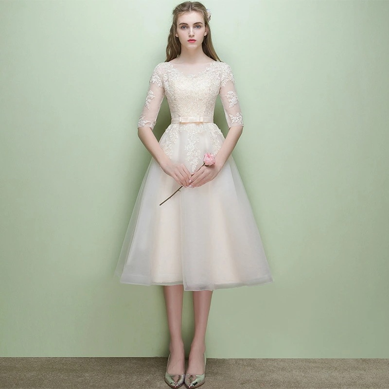 イブニングドレス 新作 ミディ丈 ロングスリーブ 姉妹ドレス イブニングドレス レディース フォーマル パーティー 上品 エレガント 大人可愛い ロマンチック 春 結婚式 卒業式 ステージ ドレス