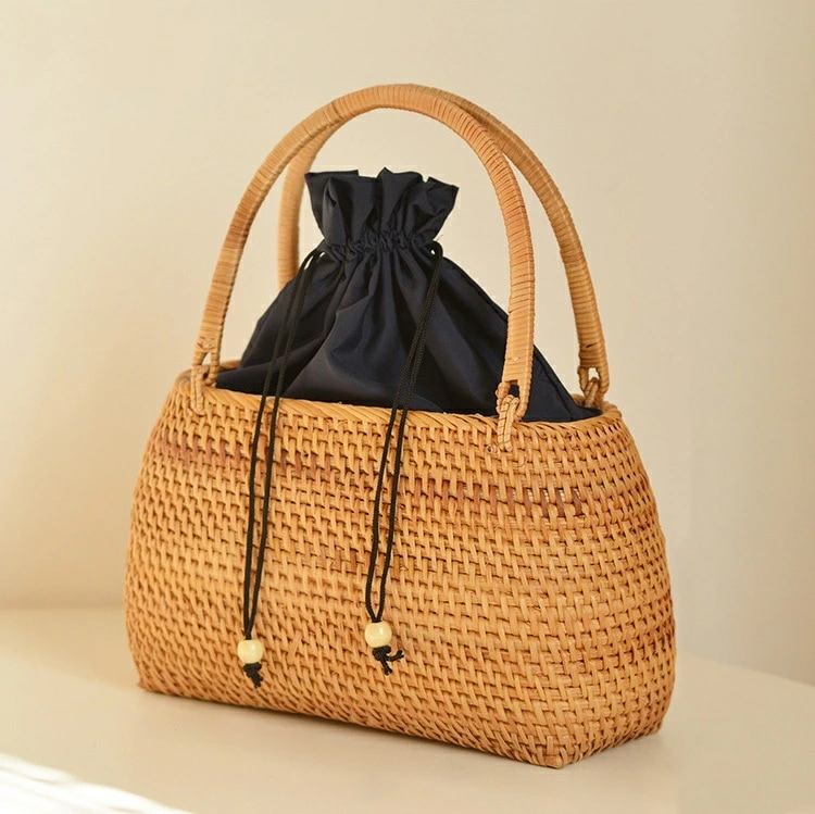 新品入荷 かごバック オーバルバッグ 籠バッグ 網代バッグ 天然素材 籐かご トートバッグ 籠 バッグ 内布付き ハンドメイドbq908 5,856円