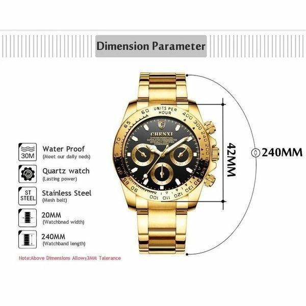 大特価高級 CHENXI オマージュ jf noob デイトナ ゴールド ブラック DXMA355