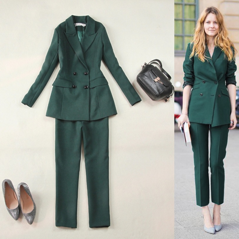 セットアップ ジャケット クロップドパンツ テーパードパンツ 9分丈 アンクル丈 ミディアム丈 半端丈 長袖 Vネック 襟付き スリム タイト 前開き ボタン 上下セット 2点セット ツーピース