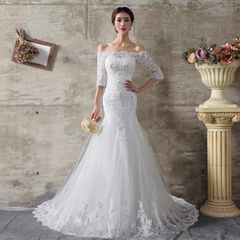 ウェディングドレス 長袖 マーメイドライン ウエディングドレス 安い 花嫁 ロングドレス 披露宴 マーメイドドレス 二次会 ブライダル 結婚式