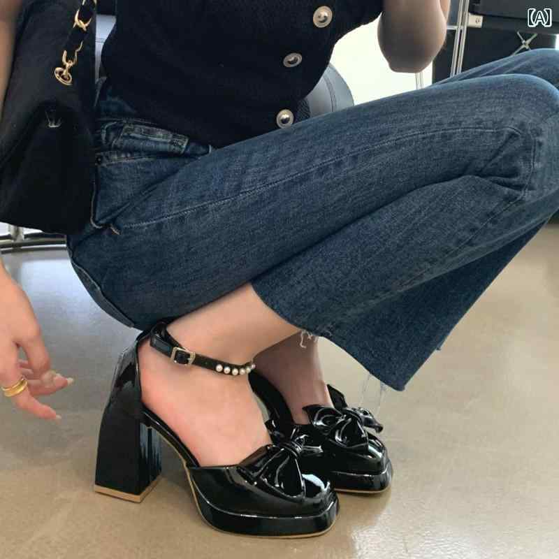 【激安】ハイヒール レディース パンプス 美脚 厚 サンダル 夏 防水 靴 ワン ライン 太ヒール 歩きやい チャンキー スクエアトゥ サイド 空 つま先 T ステージ シューズ