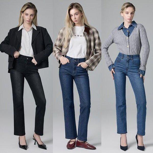 25FW 女性 秋 ライクラ ストレート デニム 3種_638060