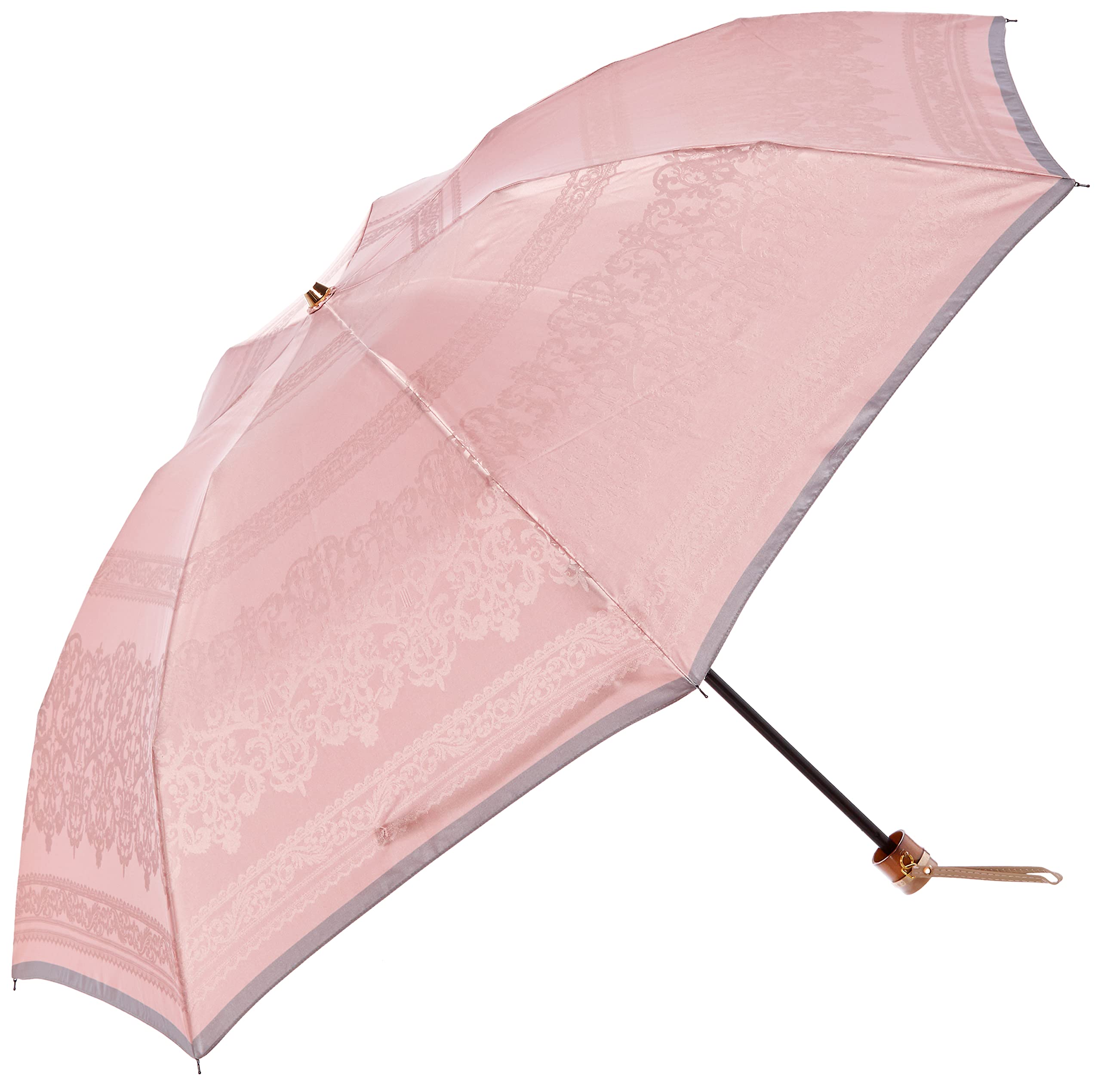 [ムーンバット] 折りたたみ傘 LANVIN COLLECTION (ランバンコレクション) 先染めジャガードレース柄 雨傘 おりたたみ傘 シンプル レース オシャレ かわいい レディース ピンク 親