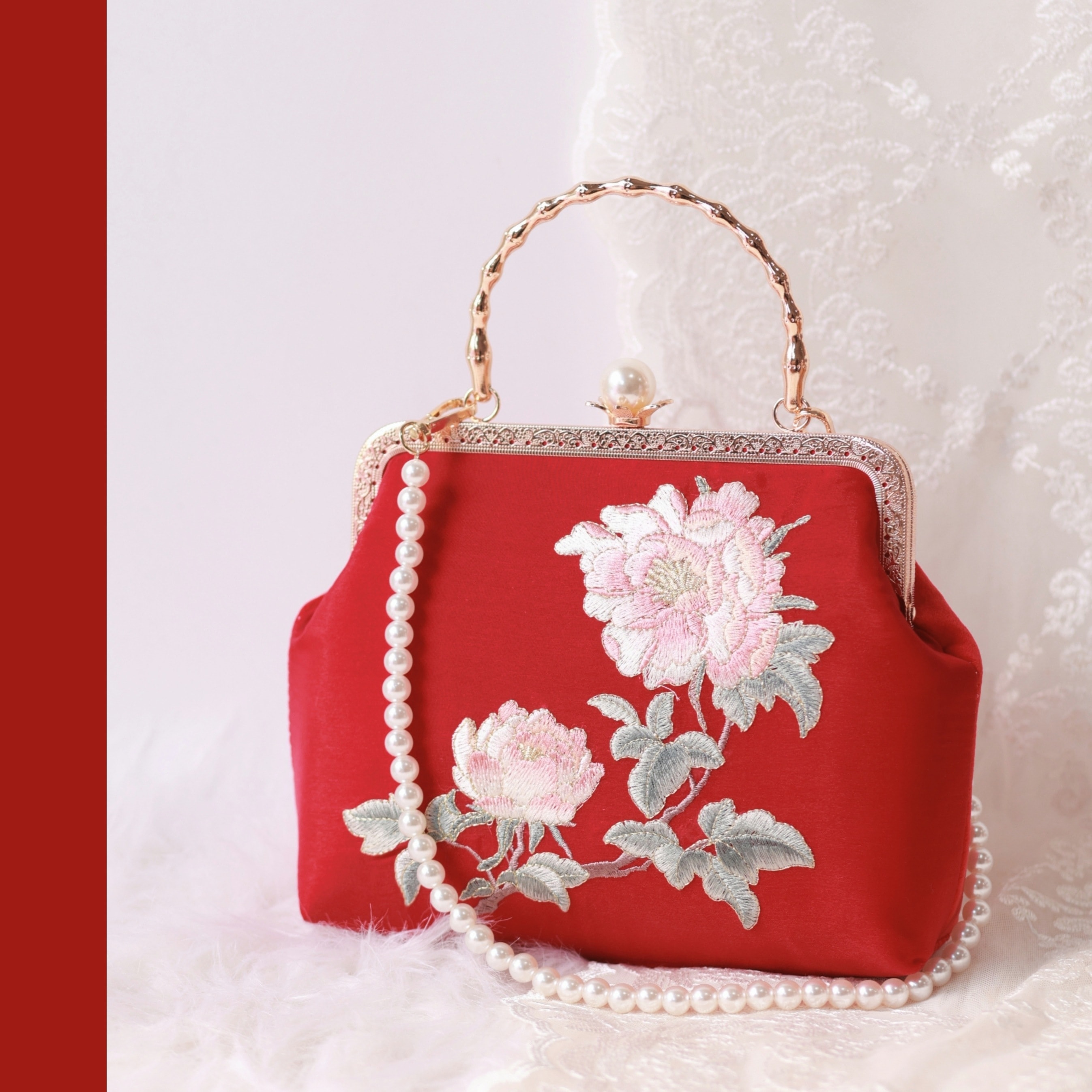 デザイン風刺繍ウェディングバッグ ブライダルバッグメッセンジャーハンドポートゴールドバッグ 正月アンティーク漢服バッグ 母の日