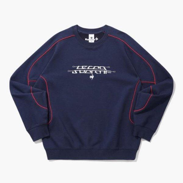 長袖Tシャツ JQS QQ123LFS21-DNV パイピングロゴ刺繍スウェットシャツ / ダークネイビー