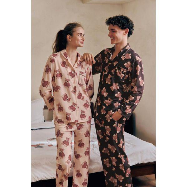 正常 クマのプリント 柔らかい起毛 男女共用 パジャマ 寝巻き SEV25MS SEV25WS C_P414219745