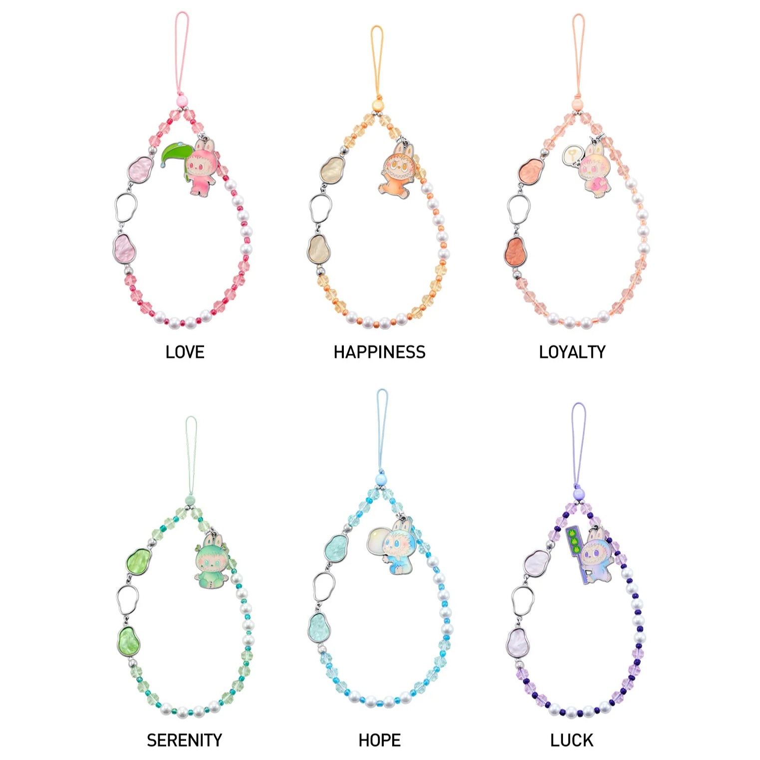 公式正規品POP MART LABUBU スマホストラップ かわいい 漫画のブレスレット ビーズのストラップ 携帯電話チェーン キーホルダー・ストラップ・ペンダント ガチャポン ブラインドボックス