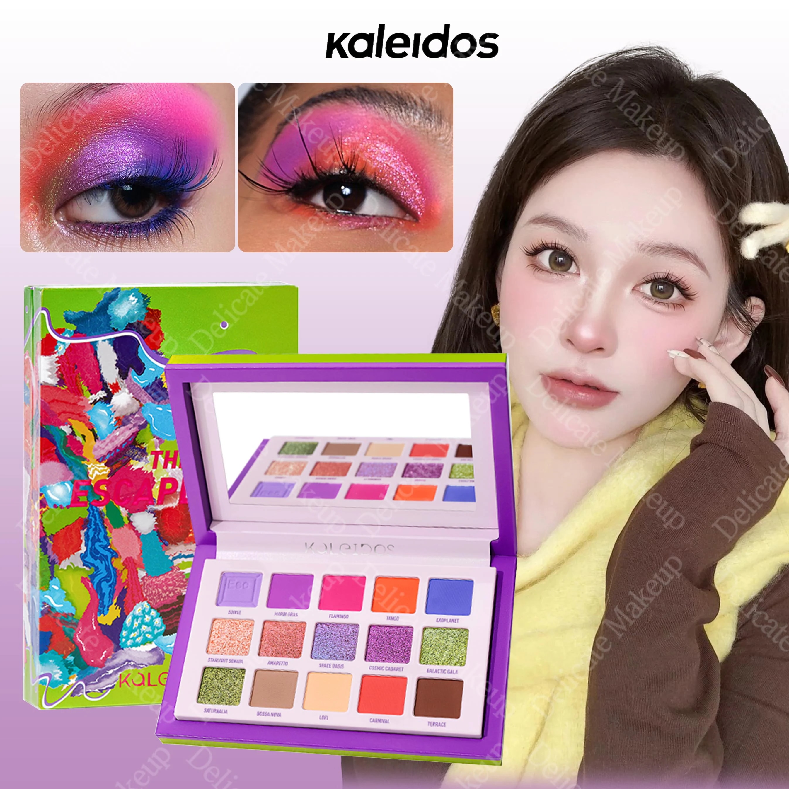 【公式正規品】万華鏡15色 アイシャドウ 総合メイクパレット スモーキー キラキラ アイシャドウパレット 高発色 長持ち シルクのような質感 アイメイク 涙袋化粧 使いやすい 捨て色なし 人気